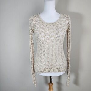 American Eagle Crochet Knit Sweater Womens S Open Weave Boho Fairycore Wool